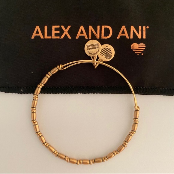 Gold Tone Beaded Alex and Ani Bracelet - Picture 1 of 2